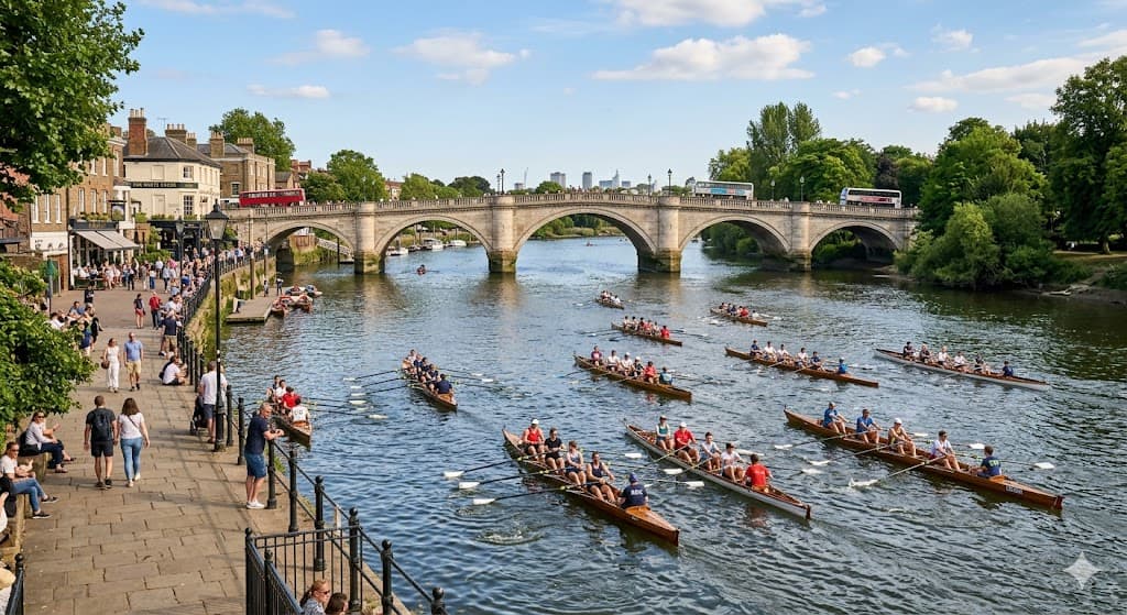 Rowing boats on the water